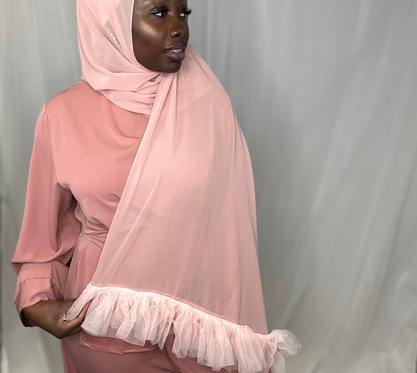 Petal Pink Lux Ruffle Hijab