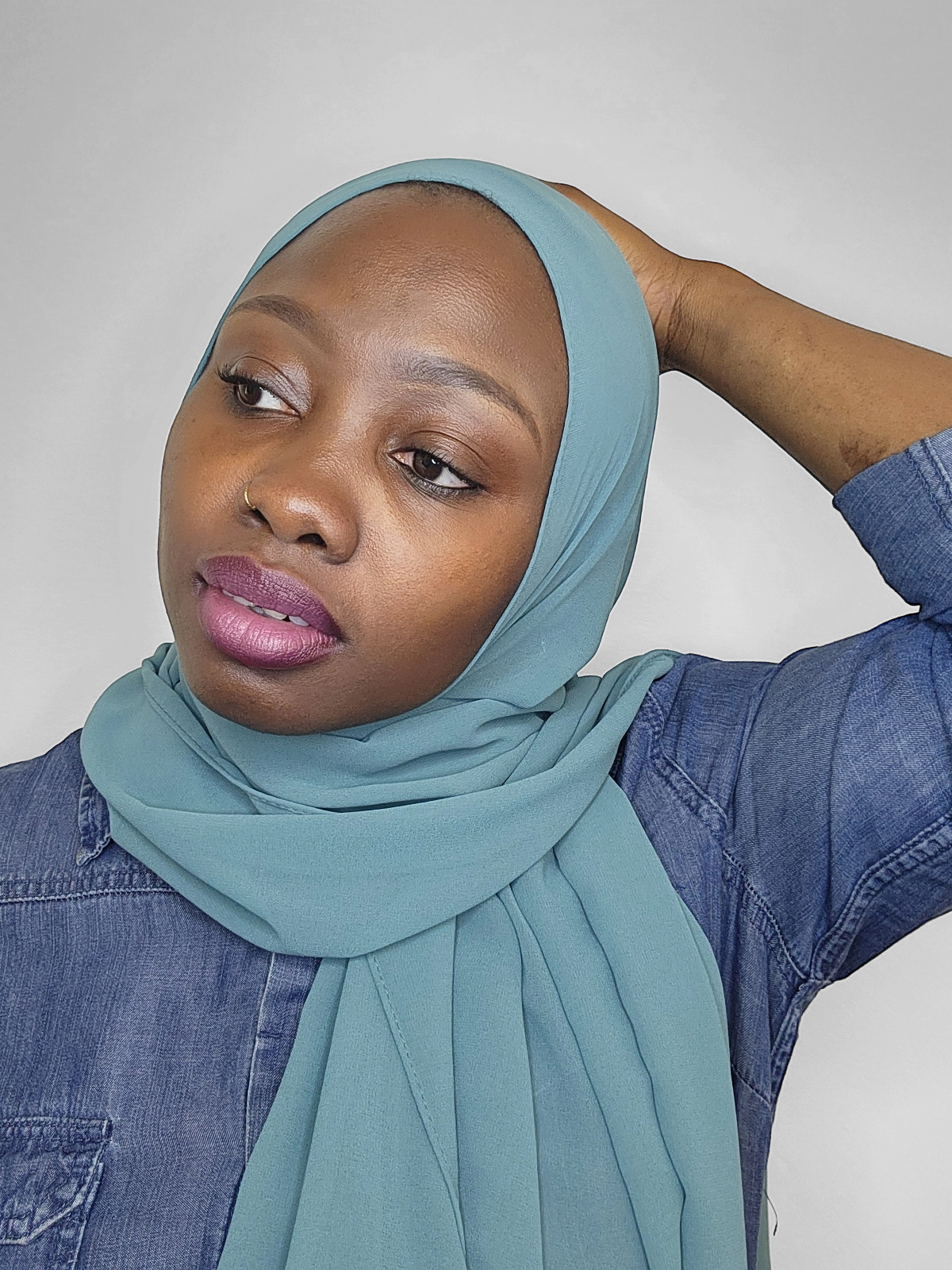 Stone Blue Chiffon Hijab - Le Décor