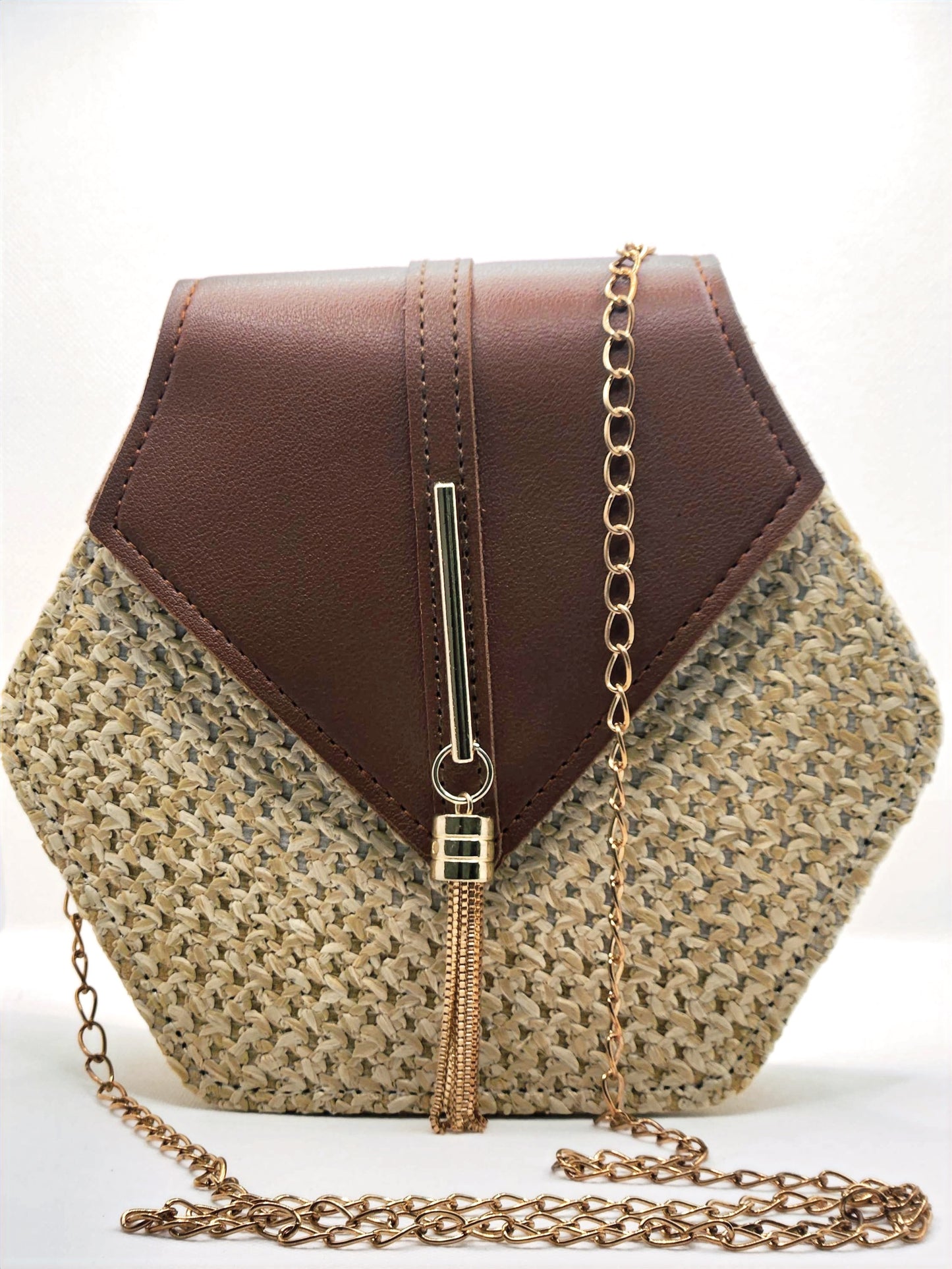 Brown Straw Crossbody Purse - Le Décor
