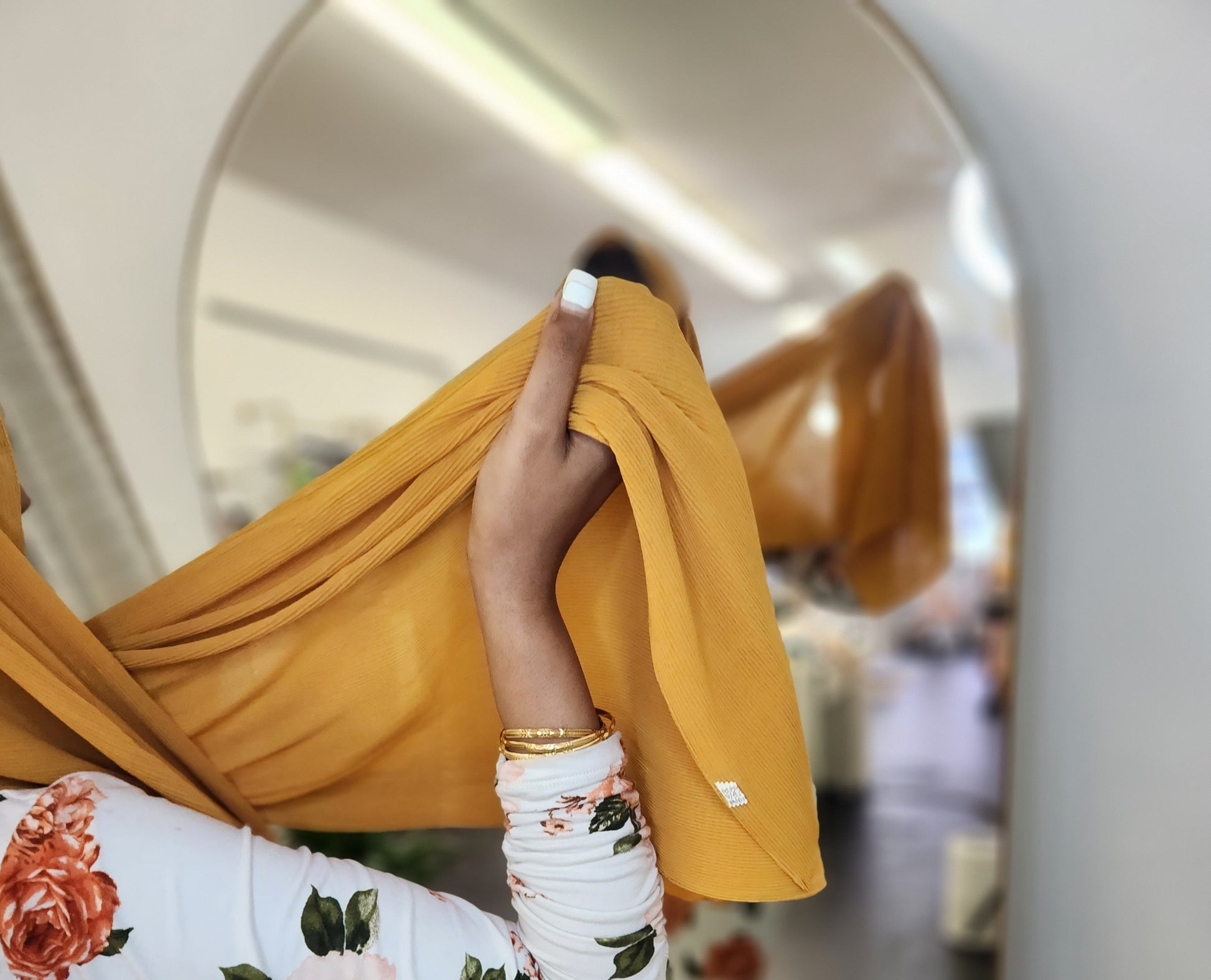 Mustard Pleated Hijab - Le Décor