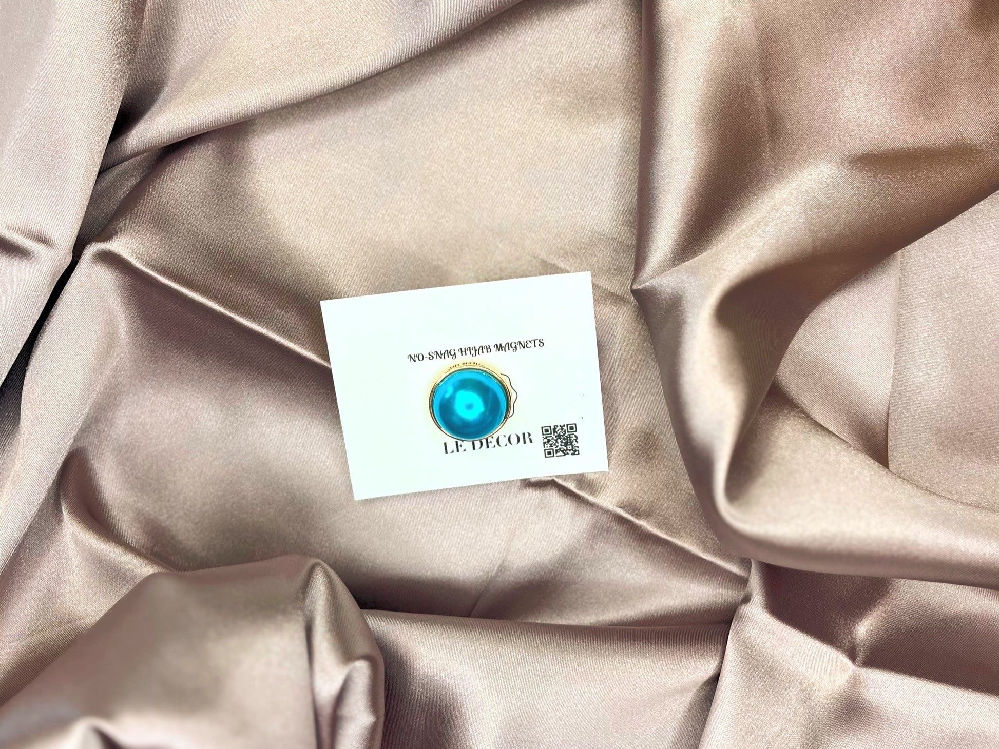 Sea Blue Pearl No-Snag Hijab Magnet - Le Décor