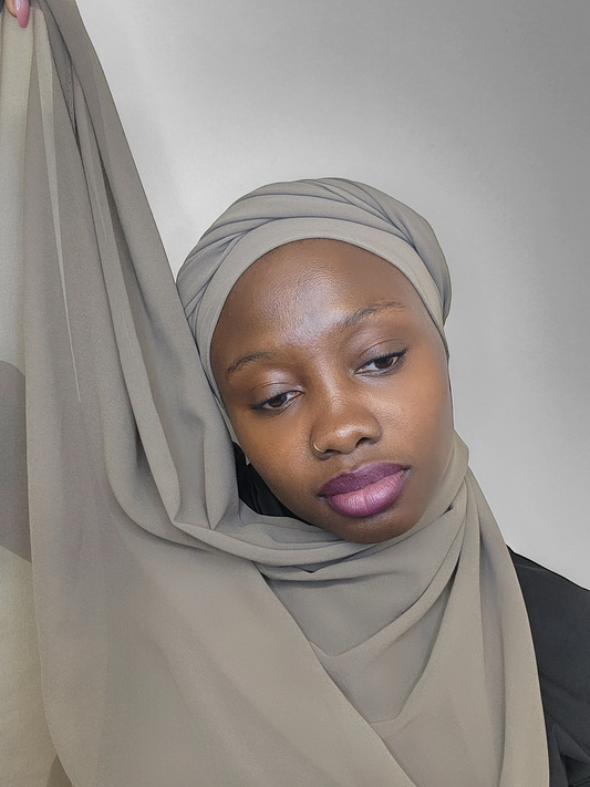 Stone Gray Chiffon Hijab